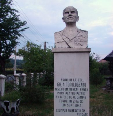 Bustul eroului lt.col.Gh.N.Topologeanu